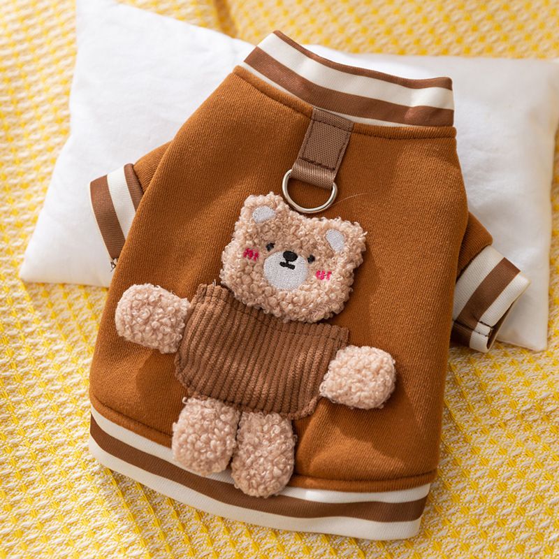 24 Year New Clothing, Autumn And Winter 3D Bear Hoodie, Small Teddy Bear, Cute Pet Dog Clothes_voghion.com