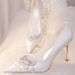 Scarpe da sposa francesi nuove 2025 con cristalli bianchi da donna Duanxiu e abito da sposa sottile non stanco con tacchi alti_voghion.com