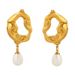 Women's Jewelry Elegant French Hollow Lava Irregular Drop Earrings With Freshwater Pearl For Women_voghion.com