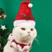Christmas flannel hat collar bell fur ball red white wave elastic dog cat pet accessories set_voghion.com