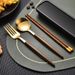 Portable Chopsticks Spoon Fork Set Three Piece Student Stainless Steel Cutlery With Box One Set_voghion.com