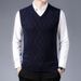 Men's Wool Blend V-Neck Sleeveless Sweater Vest - Plaid & Camouflage Pattern, Slim Fit, Casual Pullover For Autumn_voghion.com