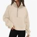 Women's Half-Zip Fleece Hoodie With Raglan Sleeves - Customizable Embroidery & Heat Transfer Options, Casual Streetwear, Loose Fit, Short Length_voghion.com
