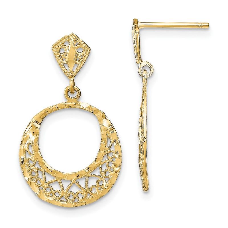 14K Fancy D/C Post Dangle Earrings_voghion.com