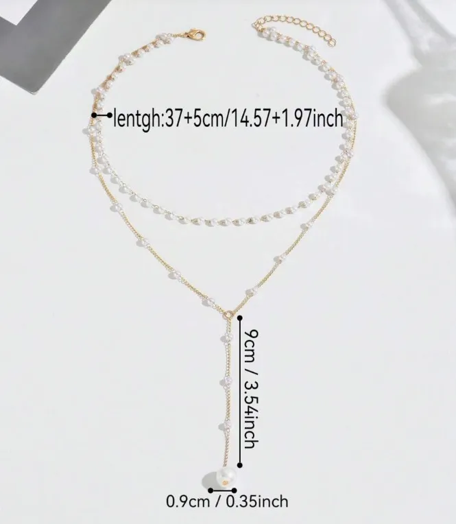 Biżuteria Moda Nowy naszyjnik z pereł Kobieca osobowość Naszyjnik z pereł w kształcie litery Y, frędzel, układanie, łańcuszek na obojczyk_voghion.com