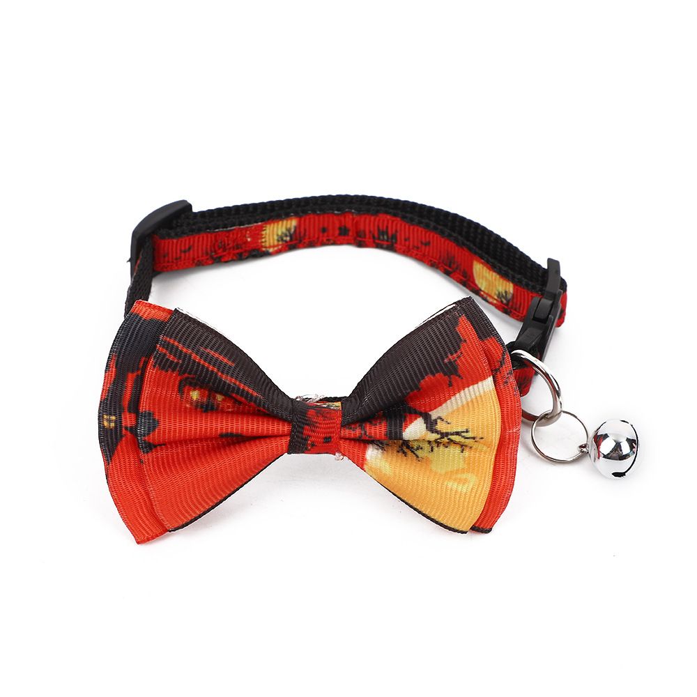 New Pet Halloween Series Woven Bow Cat Collar With Bell_voghion.com