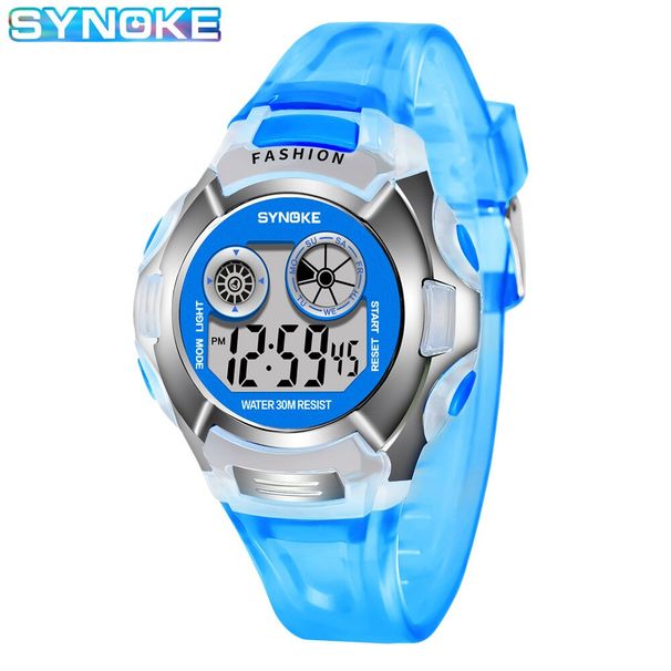 SYNOKE Reloj digital electrónico deportivo para niños, resistente al agua, multifunción, con luz de siete colores, ideal como regalo_voghion.com