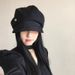 Black Suede Versatile Octagonal For Women, Spring And Autumn, Face Slimming, Fashionable Beret, Large Head Circumference_voghion.com