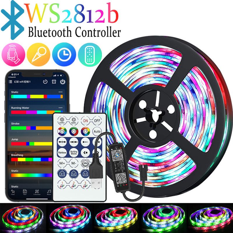 Striscia luminosa a LED Striscia luminosa RGB Ws2812b Cavallo in corsa che respira acqua Luce da tavolo Atmosfera 5v Striscia luminosa morbida USB a colori magici_voghion.com