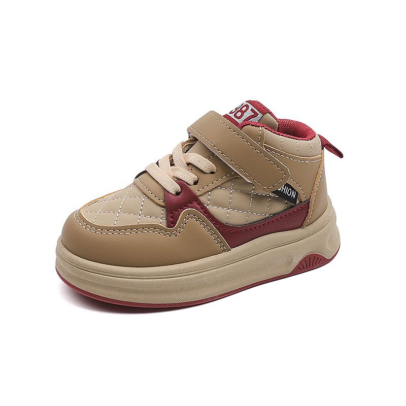 Spring New Children's Sports Shoes Sneakers Solid Bottom Boys Basketball Shoes High Top Girls Velcro Bread Shoes_voghion.com