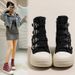 Small Height Increasing Canvas Shoes Women's Boots 2024 Summer New High Top Platform Casual Shoes All-match Single-layer Shoes For Women_voghion.com
