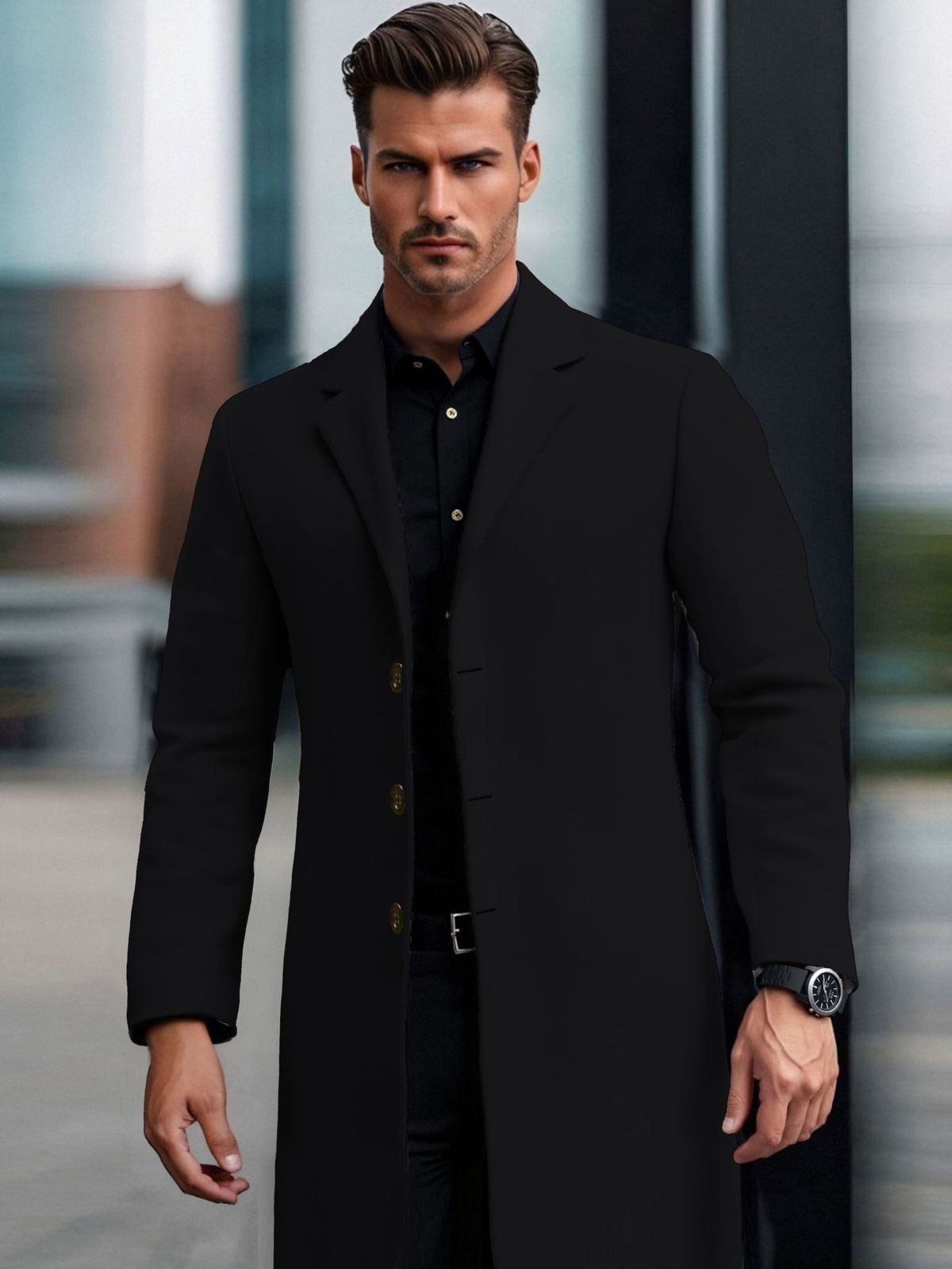 Men's Clothing Fashion Stand Collar European And American Size Autumn And Winter Coat Coat Coat Casual Elegant Coat Long Windbreaker Cross Border_voghion.com