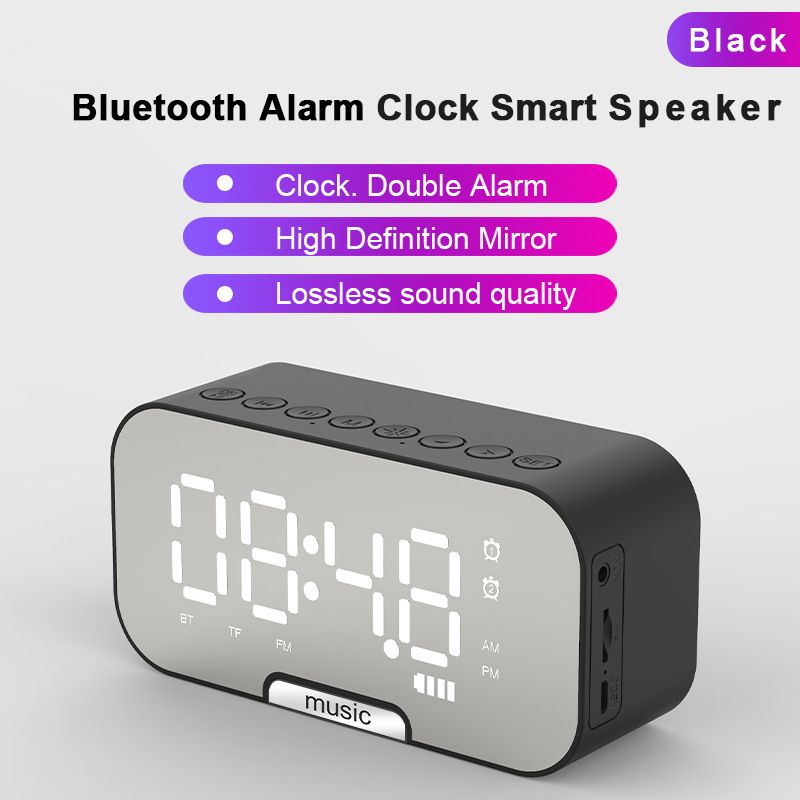 Miroir Bouton Rotatif Haut-Parleur Bluetooth Carte Créative Cadeau Réveil Carte Haut-Parleur Multifonction_voghion.com