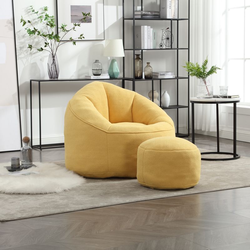 Bedding Bean Bag Sofa Chair High Pressure Foam Bean Bag Chair Adult Material With Padded Foam Padding Compressed Bean Bag With Footrest_voghion.com