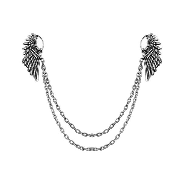 Broche à clip en chaîne avec ailes incrustées de diamants_voghion.com