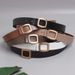 Korean style simple and versatile square buckle cowhide belt for women, decorative jeans, jacket, fashionable and casual waist belt_voghion.com