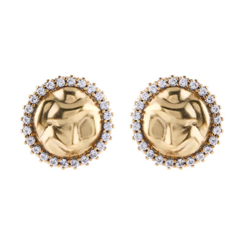 Women's earrings fashion earrings zircon round earrings for women light luxury niche high-end trendy small fragrance style earrings_voghion.com