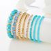 Böhmisches türkisfarbenes rundes Perlenarmband-Set, Retro-elastisches Strass-Reisperlenarmband, Handschmuck, Handschnur_voghion.com