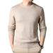 Pull à manches courtes et col rond pour homme, couleur unie, coupe ajustée, polyvalent, idéal pour l'automne_voghion.com