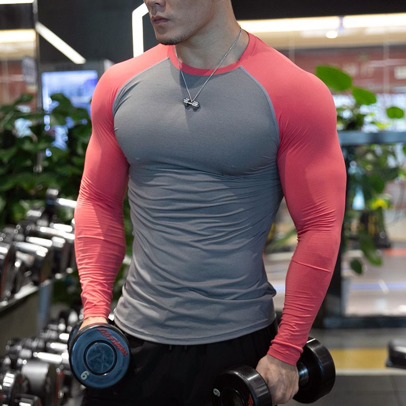 Erkek Giyim kurutma fitness uzun kollu erkek ince hızlı kuruyan spor tişört nem nefes alabilen eğitim üniforması_voghion.com