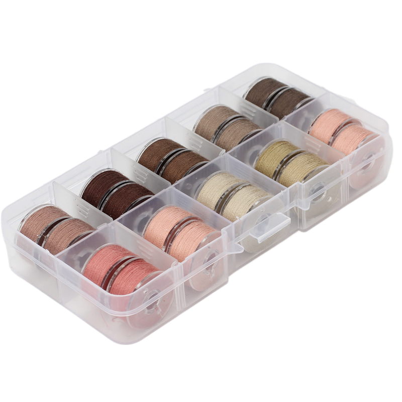 20 pièces/boîte colorée canette en plastique canette ensemble avec fil Transparent boîte de rangement Machine à coudre outil_voghion.com