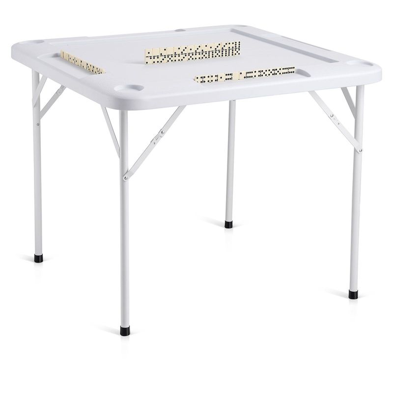 VEVOR Mahjong Table 4 Player Folding Card Table & 4 Cup Holders Chip Trays White_voghion.com