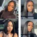 LUFFYHAIR Rövid Bob Parókák Brazil Remy Haj Egyenes Selyem Alapú Teljes Csipke Emberi Haj Parókák Előre Kitépett Csomók_voghion.com