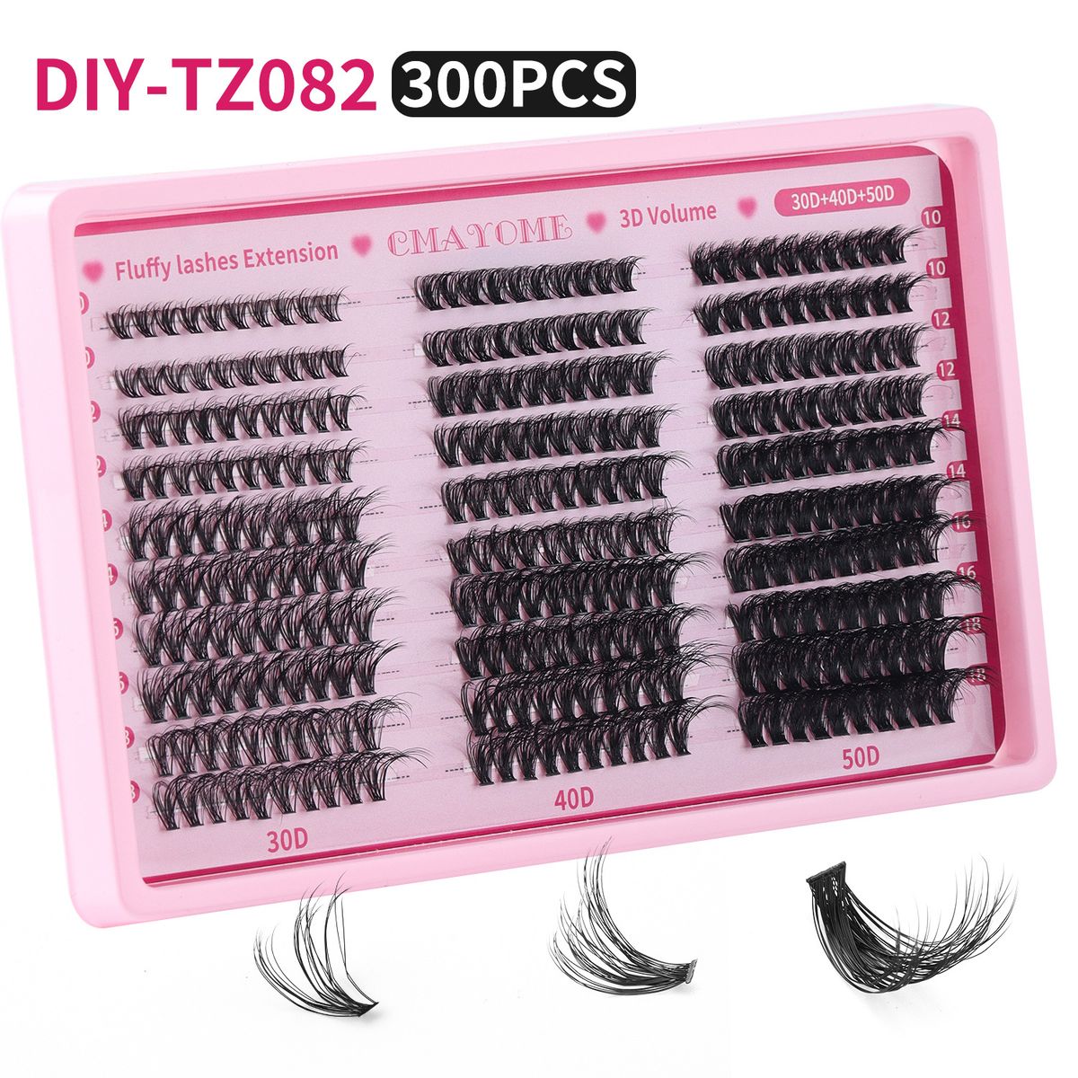 False Eyelashes Thick False Eyelashes 300 Cluster Single Cluster Hair 10-18mm With Glue Suit In Stock_voghion.com