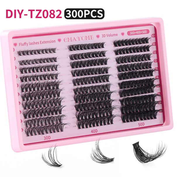 False Eyelashes Thick False Eyelashes 300 Cluster Single Cluster Hair 10-18mm With Glue Suit In Stock_voghion.com