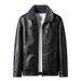 Men's jacket with fleece thickened simple fur one large size leather coat_voghion.com