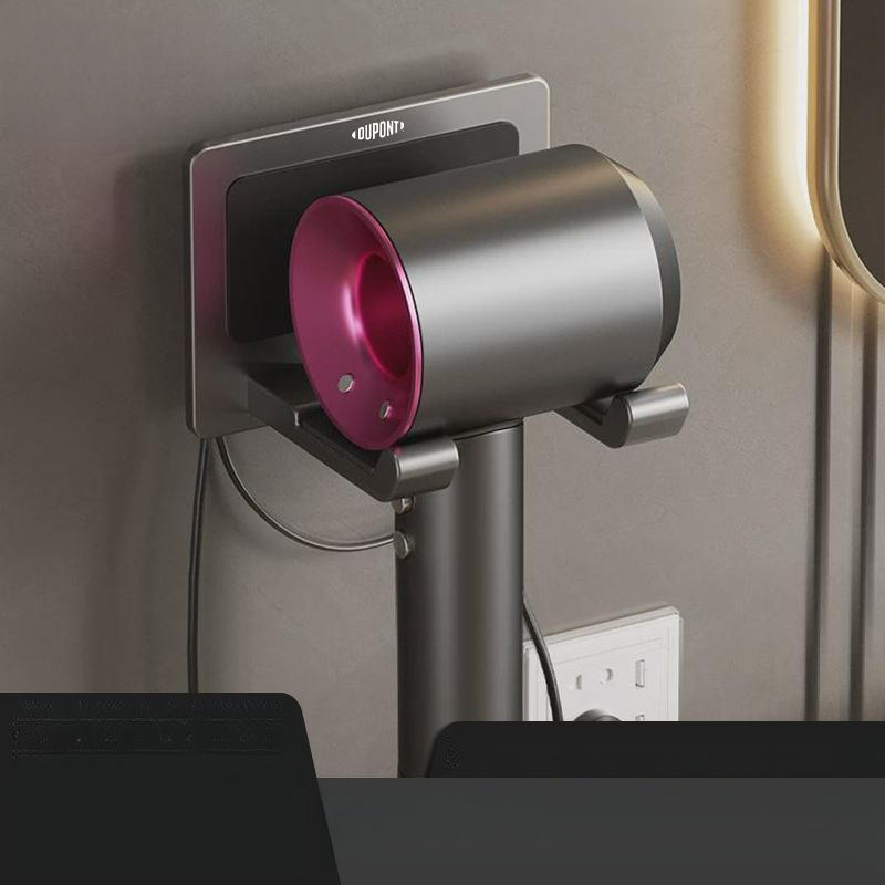 DuPont Bathroom Hair Dryer Holder No-Drill Wall-Mounted Leifen Multi-Functional Cord Organizer_voghion.com