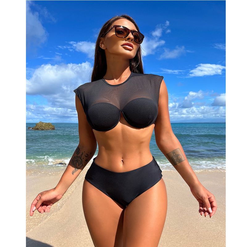 Maillot de bain deux pièces sexy à lacets et maille froncée, nouveauté 2025_voghion.com