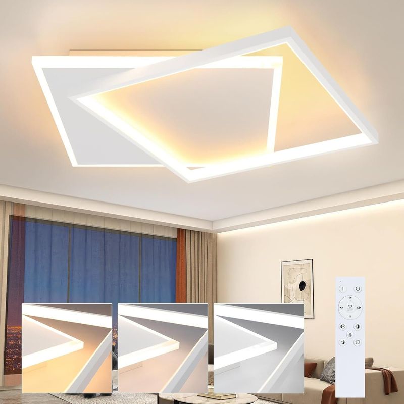 LED Deckenleuchte Weiß Deckenlampe - 44W Wohnzimmerlampe Modern Im Quadratisch Design Schlafzimmerlampe Dimmbar Mit Fernbedienung Für Büro Esszimmer_voghion.com