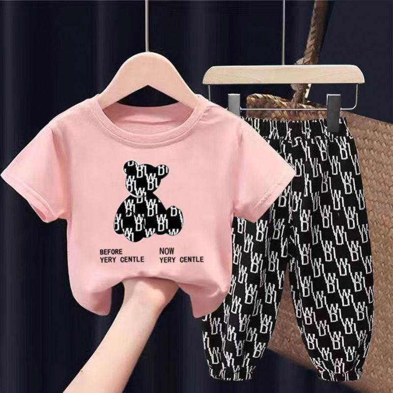 Mother Kids Set Summer 2pcs Children Boy Girl Clothes Sets Cute Clothing Cotton Short Sleeve Trousers T-shirt Pants Suit_voghion.com
