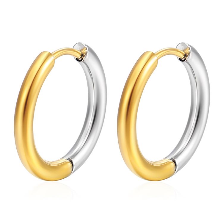 Orecchini dritti in acciaio inossidabile per donna, clip placcate in oro alla moda, gioielli per le orecchie versatili multistrato leggeri e di lusso_voghion.com