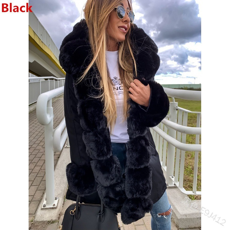 Damenbekleidung Mittellanger Parka mit verdicktem Pelzkragen für Damen_voghion.com