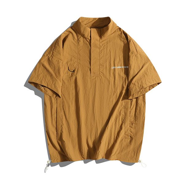 Herren dünne Eisseide schnelltrocknendes kurzärmliges Poloshirt mit halbem Reißverschluss in Übergröße locker trendige Markenins_voghion.com