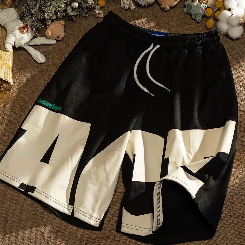 Men's Clothing Casual Shorts Trendy Simple Stitching Shorts Straight Loose Wide Leg Five Point Sports Pants_voghion.com