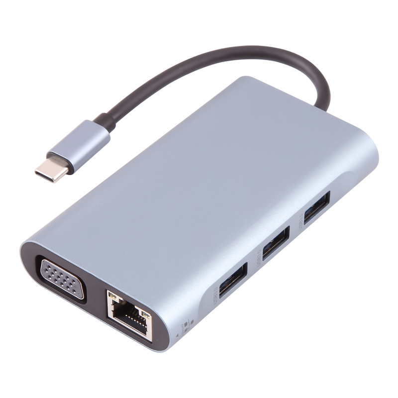 7 in 1 USB-C / Type-C to USB Docking Station HUB Adapter (Silver)_voghion.com