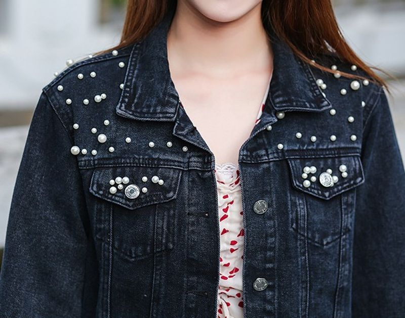 Ropa de mujer Fat MM Abrigo de diamantes con cuentas de talla grande para mujer Chaqueta de estudiante de moda Estilo holgado y perezoso_voghion.com