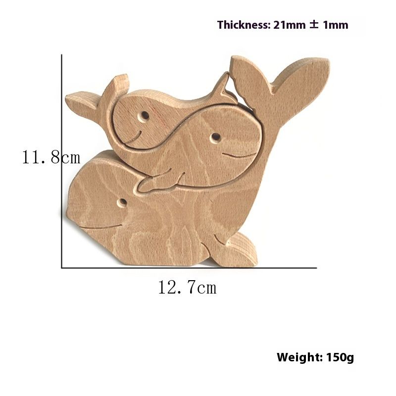 Mother's Day Wooden Series Animal Rabbit Family Elephant Heart shaped Solid Wood Decoration_voghion.com