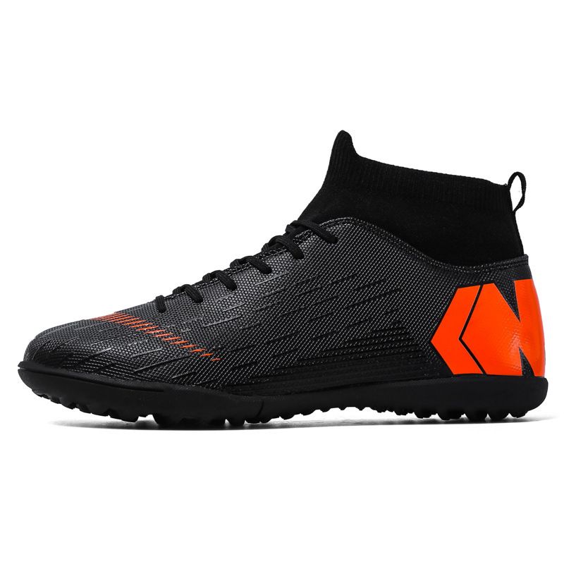 Chuteiras de futebol de cano alto, sapatos brancos de futebol para estudantes, unhas quebradas, unhas compridas, grama artificial, sapatos de treinamento para jovens estudantes_voghion.com