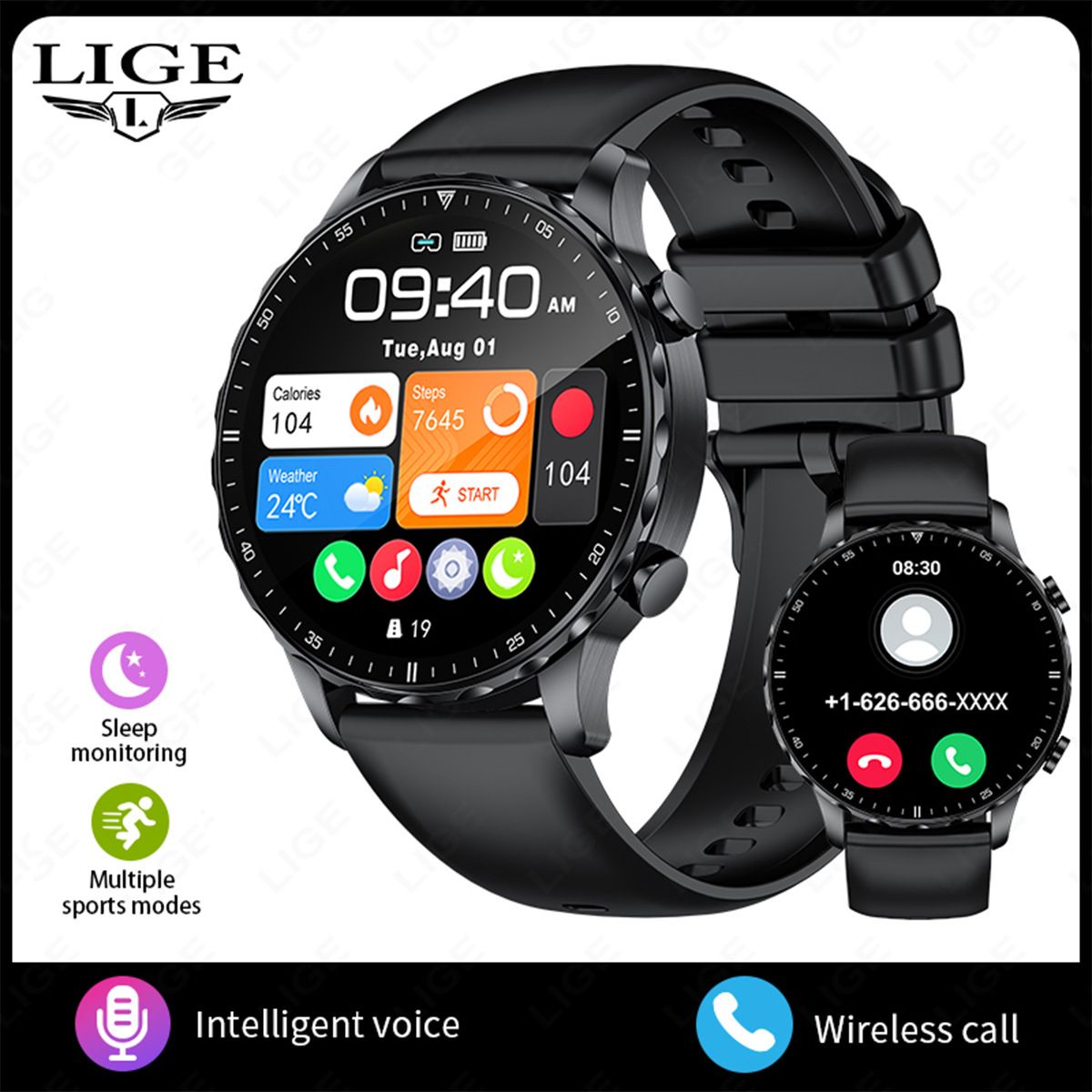 Smart Watch Multi Function Bluetooth Call Pedometer Health Monitoring Sports Watch_voghion.com