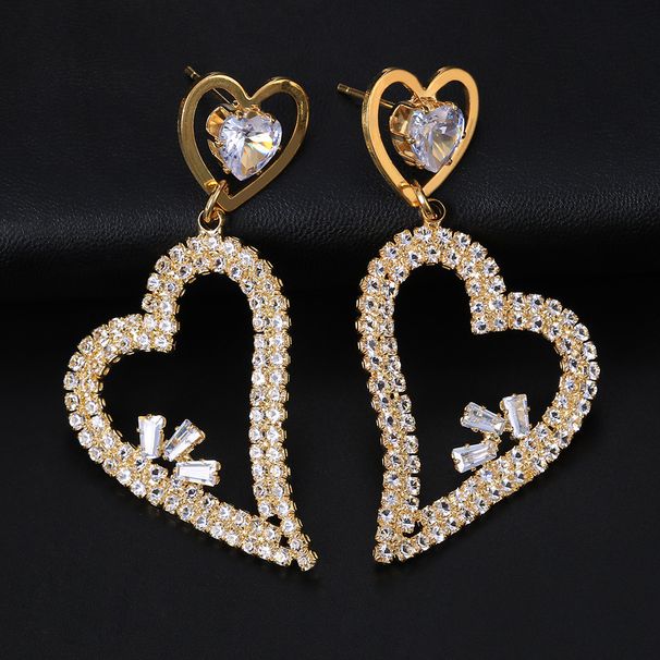 Orecchini pendenti a cuore cavo con zirconi di nuova moda orecchini da donna con strass tutto-fiammifero carini orecchino 05_voghion.com