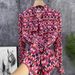 Women's geometric print long sleeve imitation f silk blouse_voghion.com