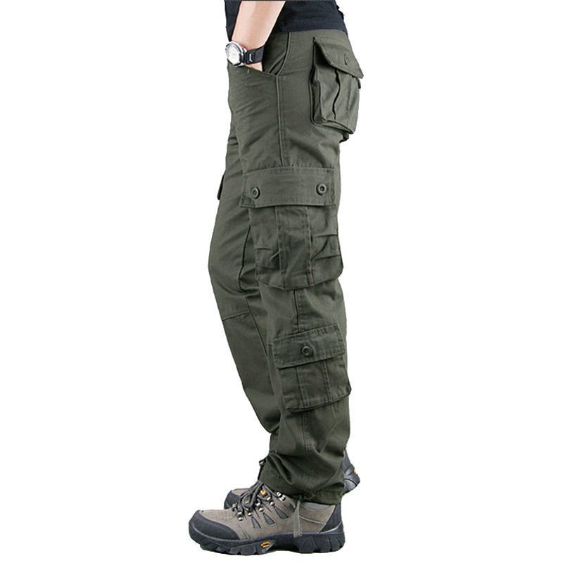 Herrenbekleidung, Overalls mit mehreren Taschen, robuste und verschleißfeste lässige Arbeitshose aus Baumwolle, lockere Jugendarbeitsschutzhose in Übergröße_voghion.com