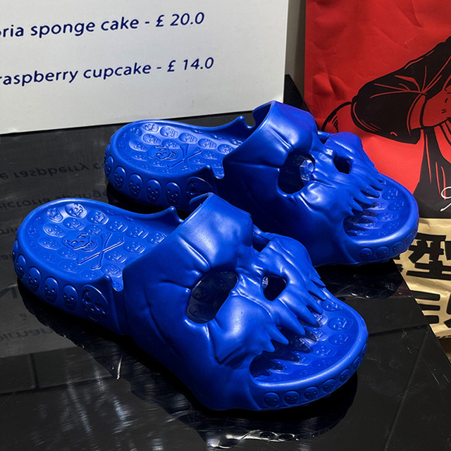 Skull Design férfi Sl nyári csúszdák férfi szabadtéri strand csúszásmentes EVA vastagtalp szandál platform női strandszandál_voghion.com