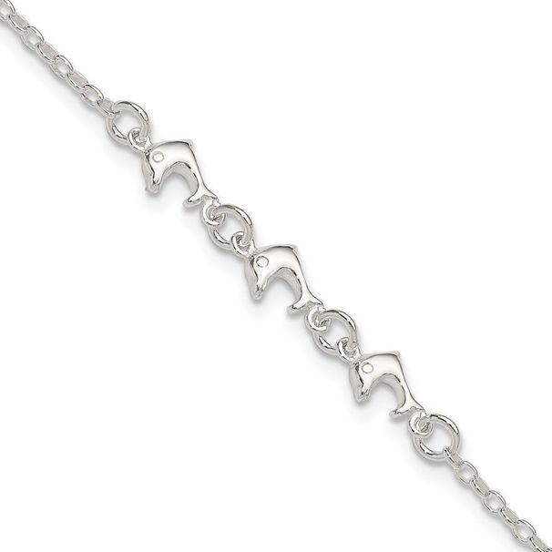 Sterling Silver 3 Dolphins Anklet_voghion.com