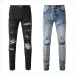 designer Slim Fit Mens Jeans Elastic Fabric Long Skinny Button Fiy Hole Pattern Ripped Embroidery Us Size 28-40 B1_voghion.com