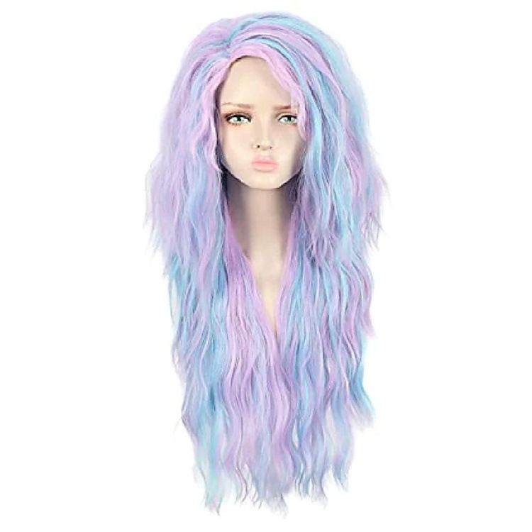 Saç Uzatma Perukları Kadın Perukları Ortadan Ayrılmış Degrade Altın Kahverengi Uzun Kıvırcık Saç Mısır Perması Günlük Stil Yüksek Sıcaklık İpek Peruklar_voghion.com